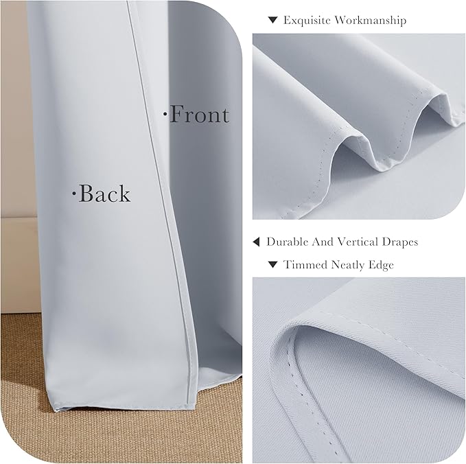 PONY DANCE White Curtains for Small Window Energy Efficiency Room Darkening Curtains for Kids Nursery/Dining Room/Bathroom, W 34 x L 30 inch per Panel, Grayish White, 2 Panels