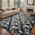 6x9 Ft Large Shag Rugs for Living Room Decor, Tie-Dyed Ultra Soft Fluffy Furry Area Rugs for Bedroom Indoor Floor, Aesthetic Carpet for Kids Home (Black Grey)