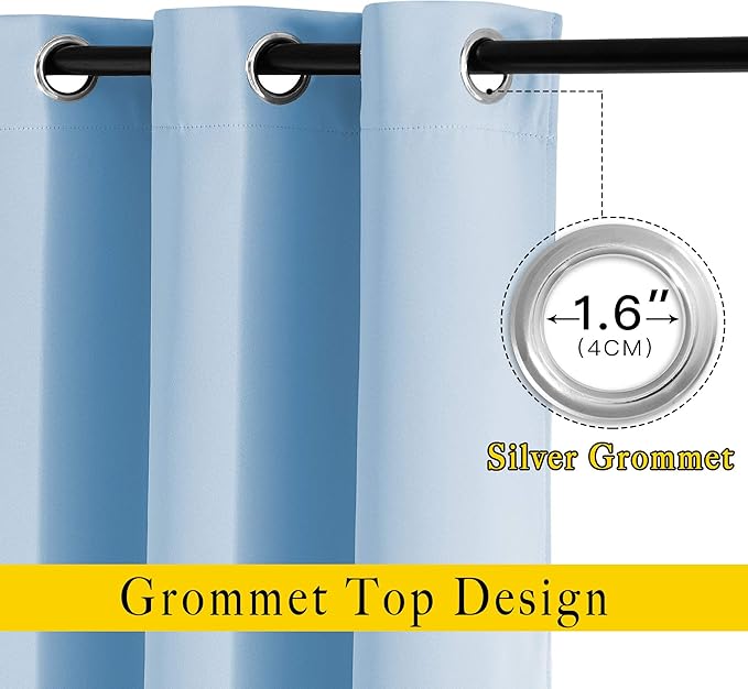 NICETOWN Room Darkening Blue Curtains for Living Room - Solid Thermal Insulated Sound Reducing Grommet Room Darkening Curtains Drapes for Bedroom/Patio (2 Panels, W66 x L84)