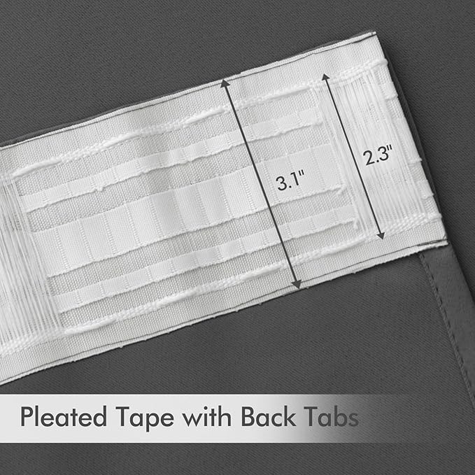 MIULEE Back Tab Grey Blackout Curtains 108 Inch Long 2 Panels Set for Living Room Bedroom Privacy, Rod Pocket/Pinch Pleated Extra Long Thermal Insulated Room Darkening Light Blocking Curtains/Drapes