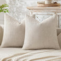 MIULEE Pack of 2 Euro Sham Pillow Covers 24x24 Inch Neutral Beige Modern Boho Accent Decorative Throw Pillow Covers Soft Chenille Farmhouse Cushion Covers for Home Decor Couch Bed Sofa Living Room