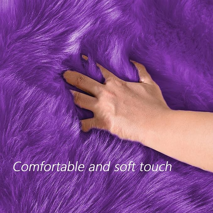 Latepis Purple Round Rug 3ft Circle Rugs for Bedroom Fluffy Rugs for Living Room Machine Washable Area Faux Fur Plush Rug Room Decor