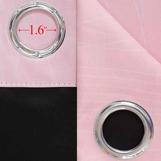 Estelar Textiler Ombre Grey and Pink Blackout Curtains 72 Inch Length 2 Panels, Full Room Darkening Blackout Curtains for Bedroom, Grommet Thermal Insulated Gradient Drapes for Kids Room, 42x72 Inch