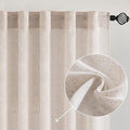 MIULEE Natural White Linen Curtains 132 Inch Length 2 Panels for Bedroom Living Room, Soft Thick Linen Textured Window Drapes Semi Sheer Light Filtering Back Tab Rod Pocket Burlap Look Decor