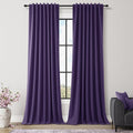 Guken 100% Blackout Curtains 108 Inch Length 2 Panels Set for Living Room Bedroom Back Tab Thermal Insulated Black Out Linen Drapes Room Darkening New Purple,52x108