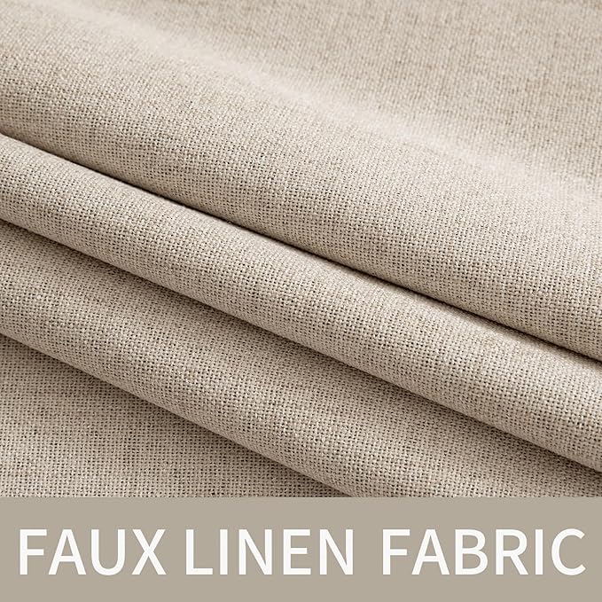 MIULEE 100% Blackout Linen Textured Curtains for Bedroom Solid Thermal Insulated Taupe Grommet Room Darkening Curtains & Drapes Luxury Decor for Living Room Nursery 52 x 96 Inch (2 Panels)