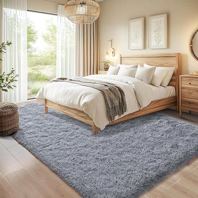 Chicrug Soft Area Rugs for Bedroom Living Room Plush Fluffy Rug 3x5 Feet, Shag Furry Area Rug Carpet Non Shedding for Nursery Children Kids Girls Room Home Decorative, Grey