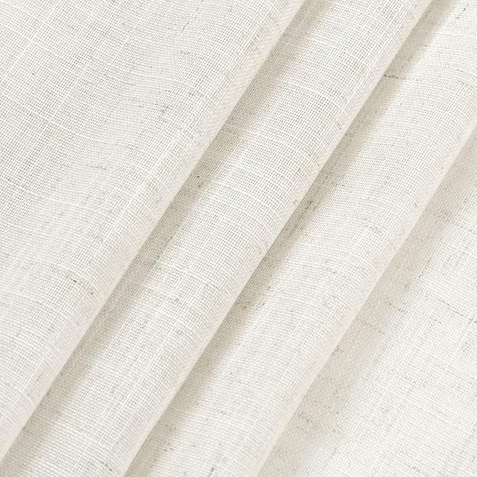 Nanspring Cream Semi Sheer Linen Curtains 76 Inch Length for Living Room Back Tab Rod Pocket Modern Farmhouse Coastal Decor Cotton Textured Gauze Curtains for Dining Room Office Kitchen 52x76