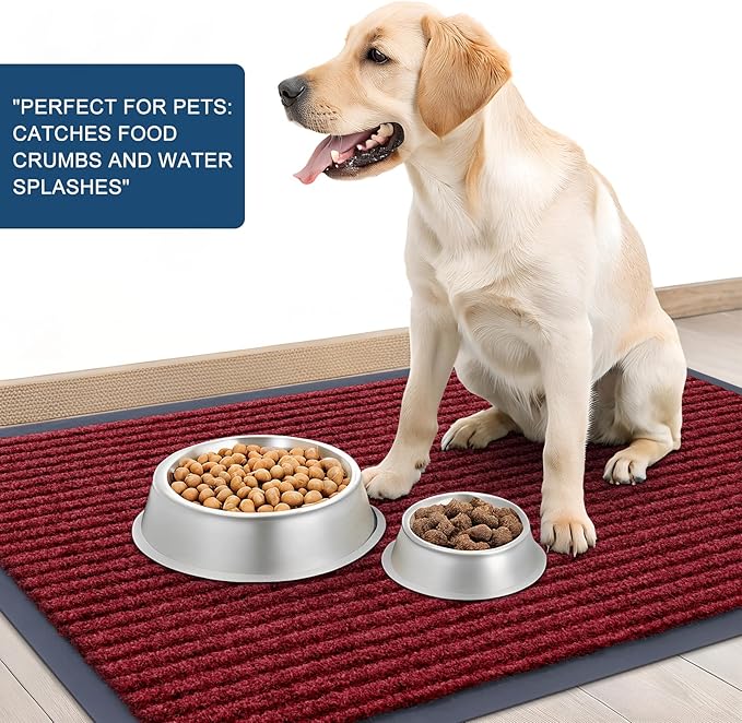 OLANLY Front Door Mat Indoor Outdoor Entrance, Waterproof Heavy Duty Doormat, Fade Resistant, Low Profile, Easy Clean Patio Porch Welcome Floor Mats for Entry, 40x32, Wine Red