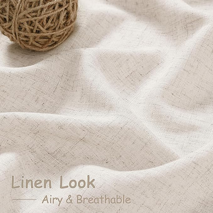Nanspring Beige Curtains for Kitchen Windows Over Sink 36 inch Length Rustic Farmhouse Linen Blend Semi Sheer Curtains Back Tab and Rod Pocket Small Window Curtain for Cafe 30 x 36 Inch,2 Panels