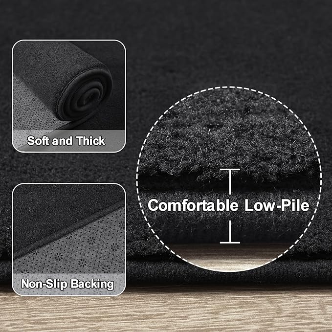 Amearea Modern Soft Hallway Runner Rug, 2x8 Feet Area Rug Runners for Hallways, Washable Runner Rugs, Non Slip Memory Foam Rug Black Runner Rugs Carpet for Entrance Kitchen Kids Room Decor
