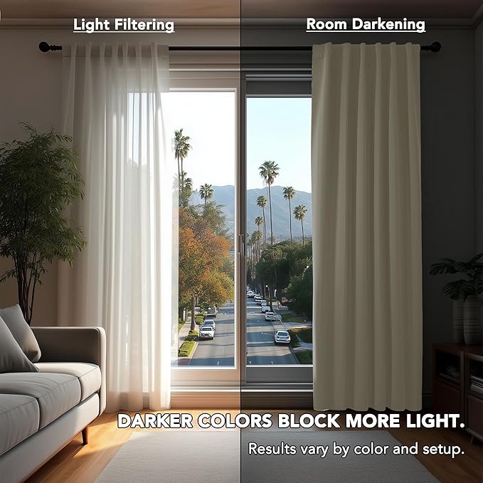Deconovo Blackout Curtains, Thermal Insulated, W70 x L95 2 Panels, Back Tab, Machine Washable, Room-Darkening Drapes for Bedroom/Living Room Light Beige