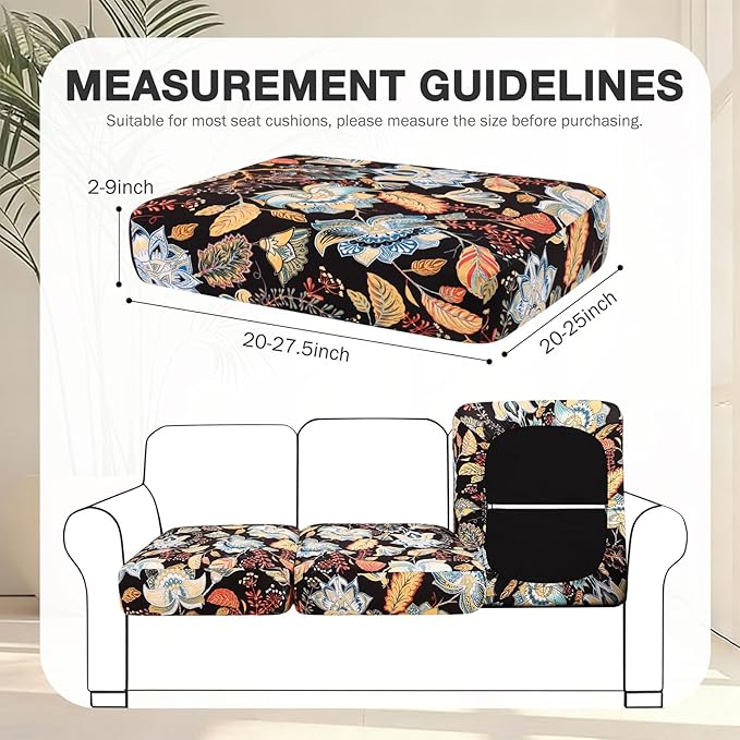hyha 4Pcs Patio Cushion Covers, Stretch Outdoor Couch Cushion Covers Replacement, Washable Outdoor Chair/Sofa Slipcovers for Patio Furniture Cushions Protector with Elastic Bottom(Floral,Cover Only)