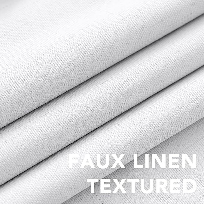 H.VERSAILTEX 100% Blackout Curtains for Bedroom Thermal Insulated Linen Textured Curtains Heat and Full Light Blocking Drapes Living Room Curtains 2 Panel Sets, 52x72 - Inch, Pure White