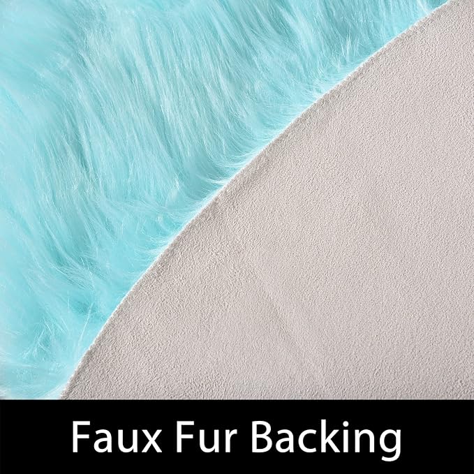 Latepis Large Faux Fur Rug Light Blue Round Rug s6.7ft Circle Fuzzy Plush Rugs for Bedroom Soft Fluffy Rug for Living Room Luxury Home Decor