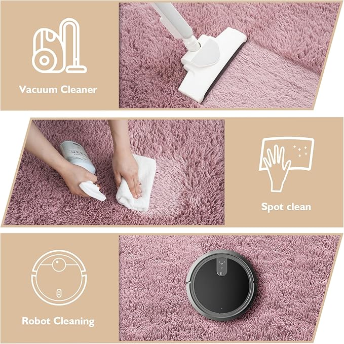 9x12 Fluffy Area Rugs for Living Room,Large Fuzzy Shag Area Rug for Bedroom,Blush Soft Non-Shedding Indoor Plush Carpet for Kids Bedroom Nursery Home Decor