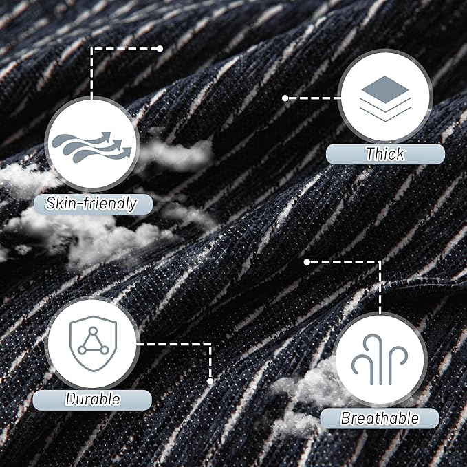 MYSKY HOME Couch Covers for 2 Cushion Couch Sectional Sofa, L Shape Sofa Protector Navy Chenille Couch Cover, Sofa Covers Washable Blanket with Tassel Pet Couch Cushion Cover, 71"X102"