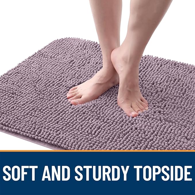 OLANLY Dog Door Mat for Muddy Paws 54x24, Absorbs Moisture and Dirt, Absorbent Non-Slip Washable Doormat, Quick Dry Chenille Mud Mat for Dogs, Entry Indoor Entryway Carpet for Inside Floor, Deep Plum