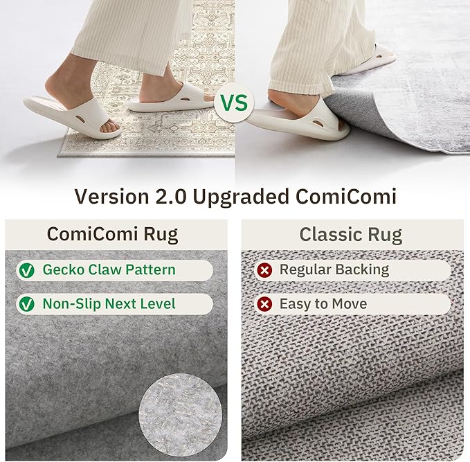 Hallway Washable Runner Rug 2x12 - Non Slip Vintage Kitchen Runner Rugs for Entryway Low-Pile Waterproof Long Runners for Living Room Bedroom Medallion Indoor Floor Mat for Bathroom Laundry Beige