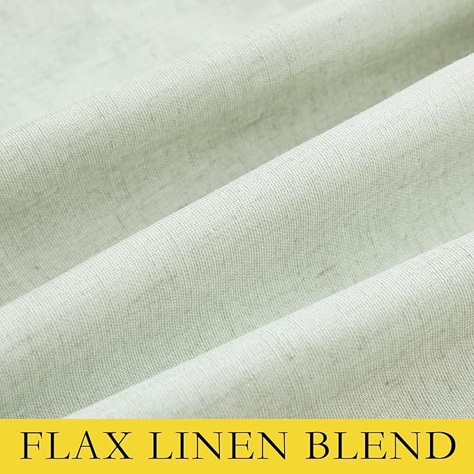NICETOWN Sage Green Blackout Linen Curtains 95" Long, 2 Pieces, 62" Wide Each Panel, Bronze Grommet Full Light Blocking Drapes with White Thermal Insulated Liner for Nursery, Hall, Villa