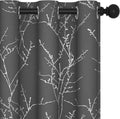 Deconovo Blackout Curtains Grey, Thermal Insulated Soundproof Drapes, Silver Branch Foil Print, 42 x 72 Inch, 2 Panels, Machine‑Washable Privacy Window Panel for Living Room Bedroom Nursery Office