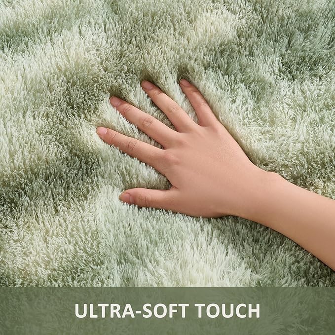 Ophanie Green and White Area Rugs for Living Room 5x7, Fluffy Shag Large Fuzzy Plush Soft Carpets, Floor Shaggy Rugs for Bedroom, Carpet for Kids Boys Girls Dorm Nursery Home Decor Aesthetic