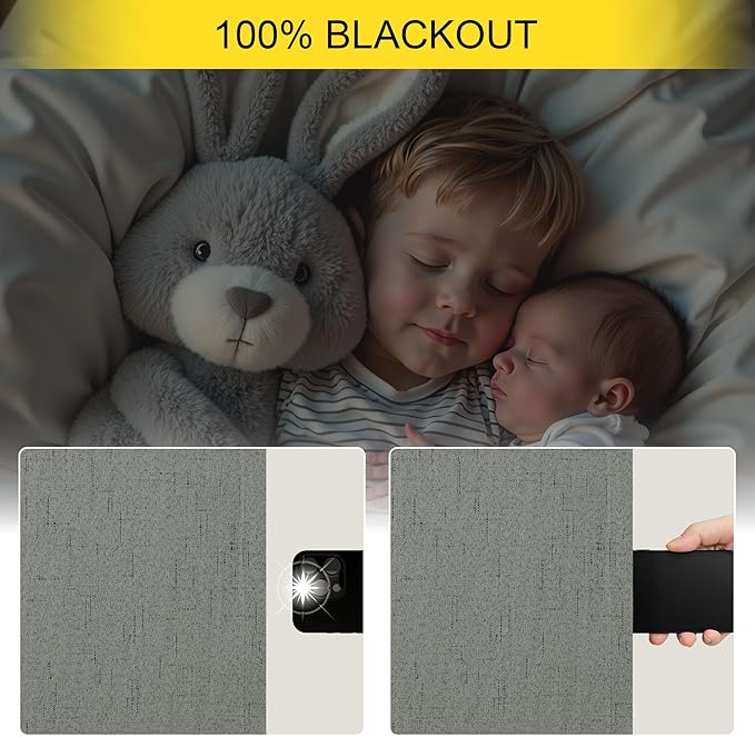 Gray Black Out Curtains 72 Inch Long for Bedroom 2 Panels Set Back Tab Pleated Neutral Boho Linen Textured Dark Grey Room Darkening Saving Energy Efficient Sound Deadening Drapes for Doorway 72 Length