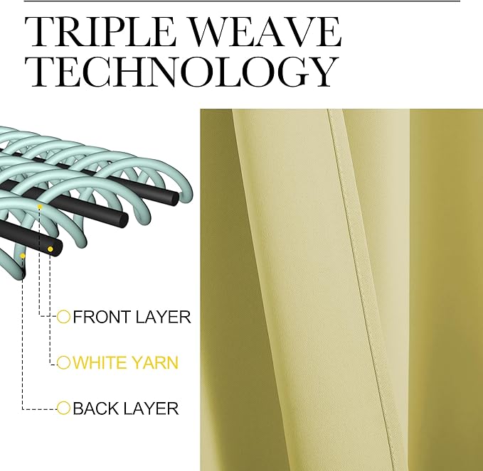 NICETOWN Blackout Curtains for Living Curtains, Paler Yellow, 2 Panels, 42 by 84, Room Darkening Window Curtain Panels, Easy-Care Solid Thermal Insulated Draperies/Drapes for Daughter Room