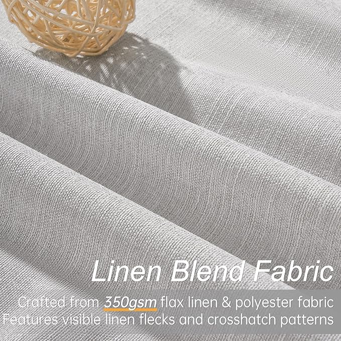 Extra Wide Total Blackout 96 Inch Curtains 70 Inches Wide for Living Room 2 Panels Modern Linen Blackout Curtain for Large Window Treatment Privacy Thermal Drapes Rod Pocket Pleated 72"W x 96"L Grey