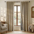 RYB HOME Polyester Textured 100% Blackout Curtains for Bedroom, Insulating Energy Saving Window Curtains for Living Room Dining Patio Sliding Glass Door, Wide 52 x Long 84 inch, Burlap, 2 Panels