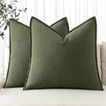 MIULEE Decorative Linen Euro Sham Pillow Covers 28x28 Inch Dark Olive Green Boho Farmhouse Neutral Spring Couch Throw Pillows for Bed Pack of 2 Accent Modern Pillowcase Sofa Livingroom Home Decor