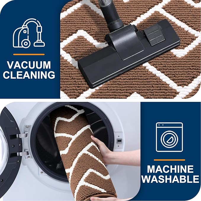 OLANLY Front Door Mat, Non-Slip Rubber Backing, Dirt Resistant and Absorbent, Washable, Easy to Clean Low-Profile Indoor Doormat for Back Door, Entryway, Inside Entrance, 40x32, Coffee
