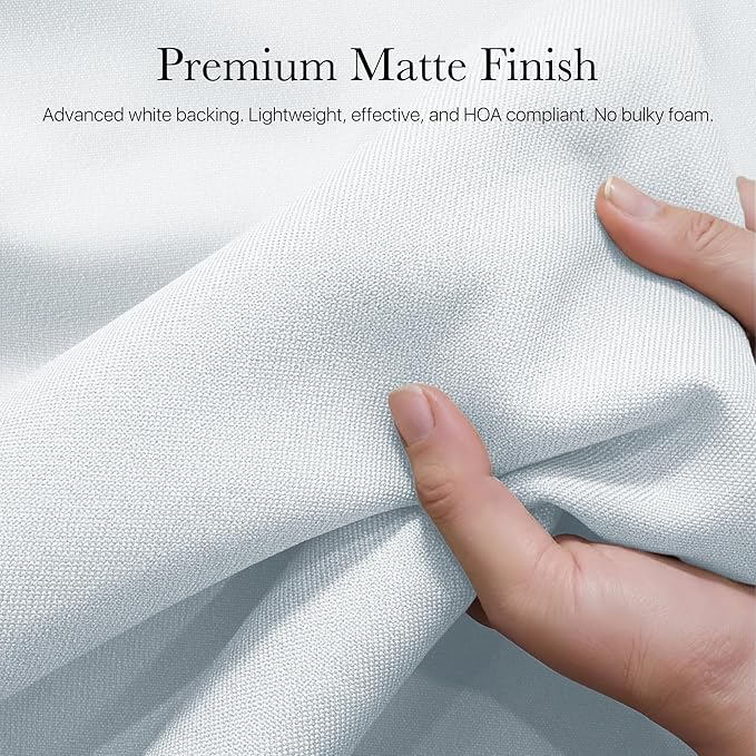 NICETOWN Farmhouse 100% Blackout Linen Curtains for Bedroom, Off White, W52, 2 Pieces, Noise Reducing Textured Linen Look 95 inch Length Curtains for Living Room