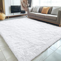 OLANLY 5x5 Area Rugs for Living Room Bedroom, Machine Washable Soft Fluffy Shaggy Bedside Rug, Indoor Floor Carpet for Kids Girls and Boys, Dorms, Nursery Rooms, Home Decor Aesthetic, White