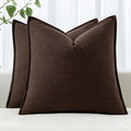 MIULEE Decorative Linen Pillow Covers 18x18 Inch Dark Brown Boho Farmhouse Neutral Winter Couch Throw Pillows for Bed Pack of 2 Accent Modern Pillowcase Sofa Livingroom Home Decor