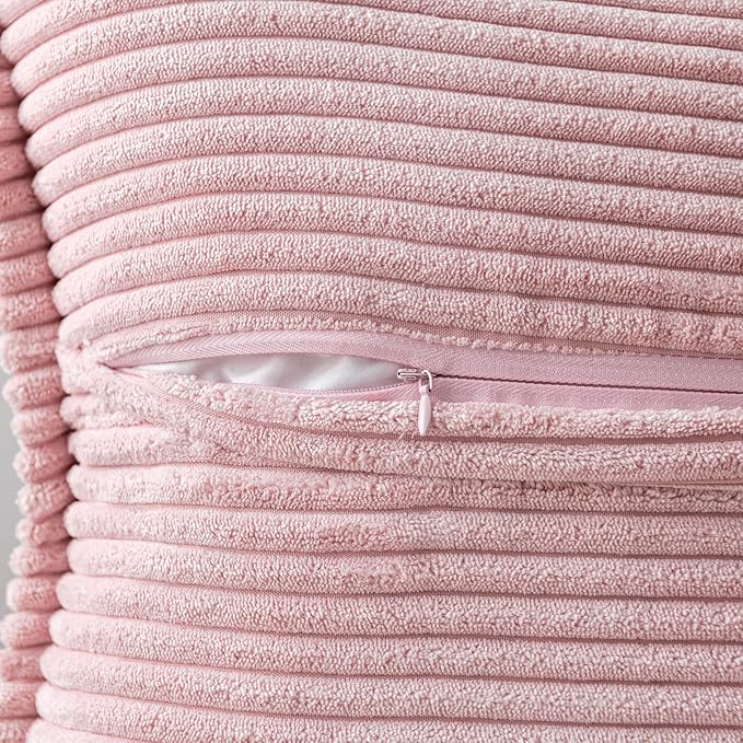 MIULEE Spring Decorative Lumbar Throw Pillow Covers for Couch Bed Livingroom 12x20 Inch Set of 2 Pink Boho Accent Throw Pllows Broadside Striped Patchwork Soft Corduroy Pillowcases Valentine Decor