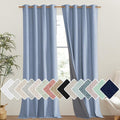 NICETOWN Stone Blue Vintage Linen 100% Blackout Curtains for Living Room, Thermal Insulated Curtains 95" Long, Noise Reducing Window Treatment Drapes for Bedroom, 52" Wide Per Panel, Set of 2