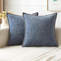 MIULEE Pack of 2 Couch Throw Pillow Covers 20x20 Inch Dark Grey Blue Farmhouse Decorative Pillow Covers with Stitched Edge Soft Chenille Solid Dyed Spring Pillow Covers for Sofa Bed Living Room