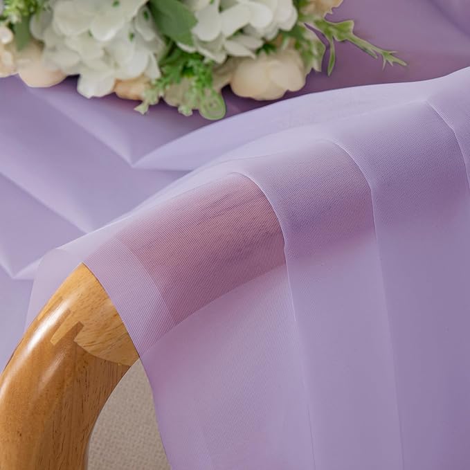Chyhomenyc Sheer Lilac Tier Curtains 24 Inch Length, Small Window Curtains Treatment for Bathroom Living Room Basement, Short Rod Pocket Cafe Curtain, 42W x 24L Inches, 2 Panels