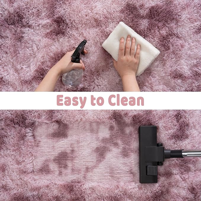 Soft Runner Rugs for Bedroom Hallways, 2x6 Tie-Dyed Grey Purple Fluffy Shag Throw Area Rug Non Slip for Bedside Dorm, Long Shaggy Furry Carpet for Nursery Living Room