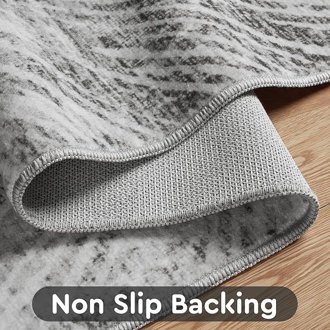 4x6 Rug Small Non Slip Area Rug Ultra Soft Machine Washable Low Pile Modern Abstract Dahlia Indoor Carpet Rugs for Bedroom Living Room Entryway Kitchen Bedside, Grey