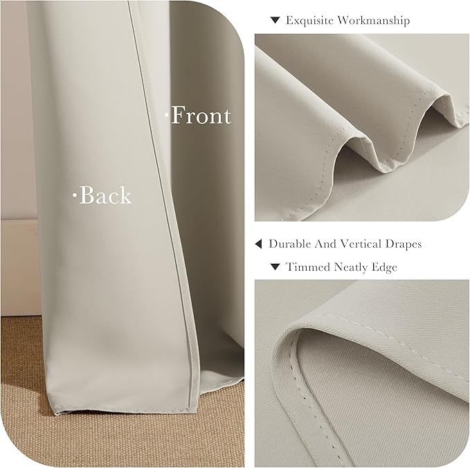 PONY DANCE Blackout Short Cafe Curtains, Privacy Light Block Small Window Curtains for Bedroom Kitchen Basement Dining Classroom, W 29 x L 30 inches, Cream, 2 Panels