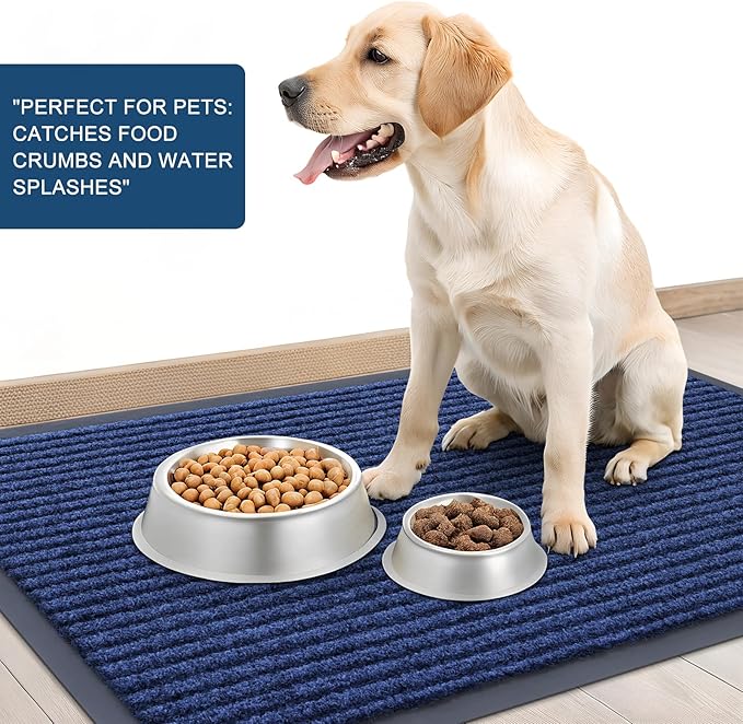 OLANLY Front Door Mat Indoor Outdoor Entrance, Waterproof Heavy Duty Doormat, Fade Resistant, Low Profile, Easy Clean Patio Porch Welcome Floor Mats for Entry, 35x30, Blue