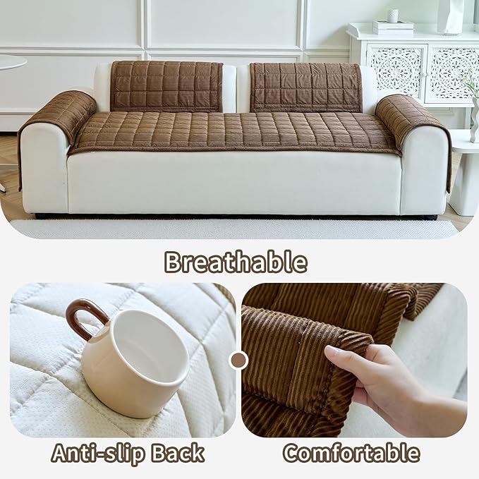 Couch Covers for Dogs Washable, Non Slip Couch Covers for Loveseat Sofa Pet Friendly, Soft Fuzzy Sofa Covers for Pet, Dog Couch Cover Furniture Protector(1PC,Dark Brown,27.6"x70.9")