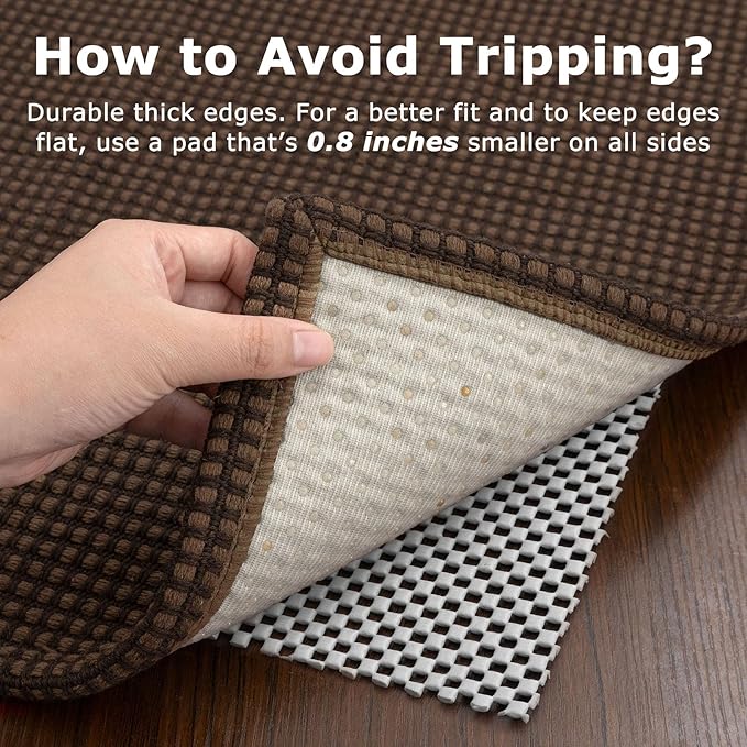 KOZYFLY Runners for Hallways 2x7 ft Washable Kitchen Runner Non Slip Rubber Backed Hall Runners Cotton Entryway Runner Rugs Floor Carpet for Indoor Backdoor Bedroom Kitchen, Reddish Brown/Coffee