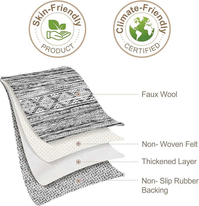Nakagishi Bedroom Rug Area Rugs 4x6: Washable Boho Neutral Farmhouse Stain Resistant Moroccan Non-Slip Throw Carpet for Women Modern Home Enthusiast Aged 25-40 - Entryway Kitchen Bedside - Black White