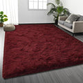 Deerhoo Large Shag Area Rugs 9 x 12, Plush Fuzzy Rugs for Living Room, Ultra Soft Fluffy Furry Rug for Bedroom, Indoor Carpet Nursery Rugs for Kids Room Home Decor, Burgundy