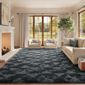8x10 Ft Extra Large Shag Rugs for Bedroom Living Room for Men Boys, Tie Dyed Ultra Soft Fluffy Furry Area Rug for Indoor Floor, Aesthetic Carpet for Home Decor (Black Grey)