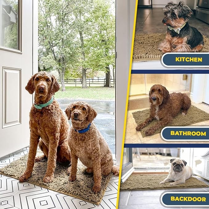 Muddy Mat® | Super Absorbent Door Mat Indoor, Microfiber Quick Dry Chenille Entryway Rug, Non-Slip Front Door Mat, Indoor Mats for Entryway, Machine Washable Pet Rug, Beige 24"x36"