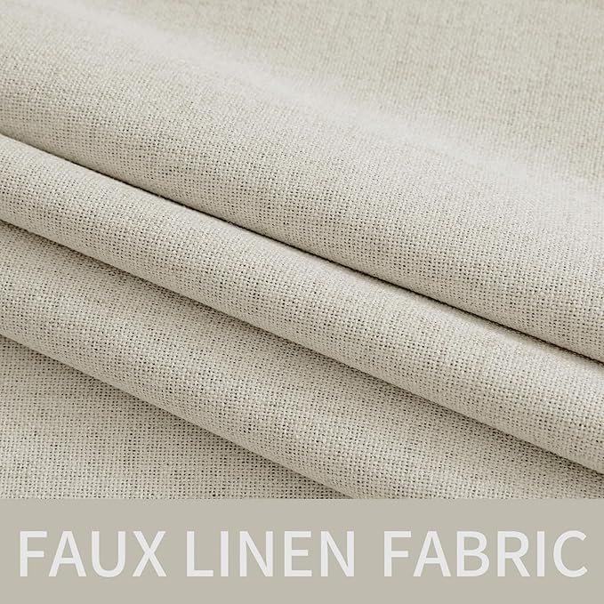 MIULEE Linen Texture Curtains for Bedroom Light Cream 100% Blackout Thermal Insulated Linen Curtains Grommet Room Darkening Drapes for Living Room Nursery 52x84 Inch (2 Panels)